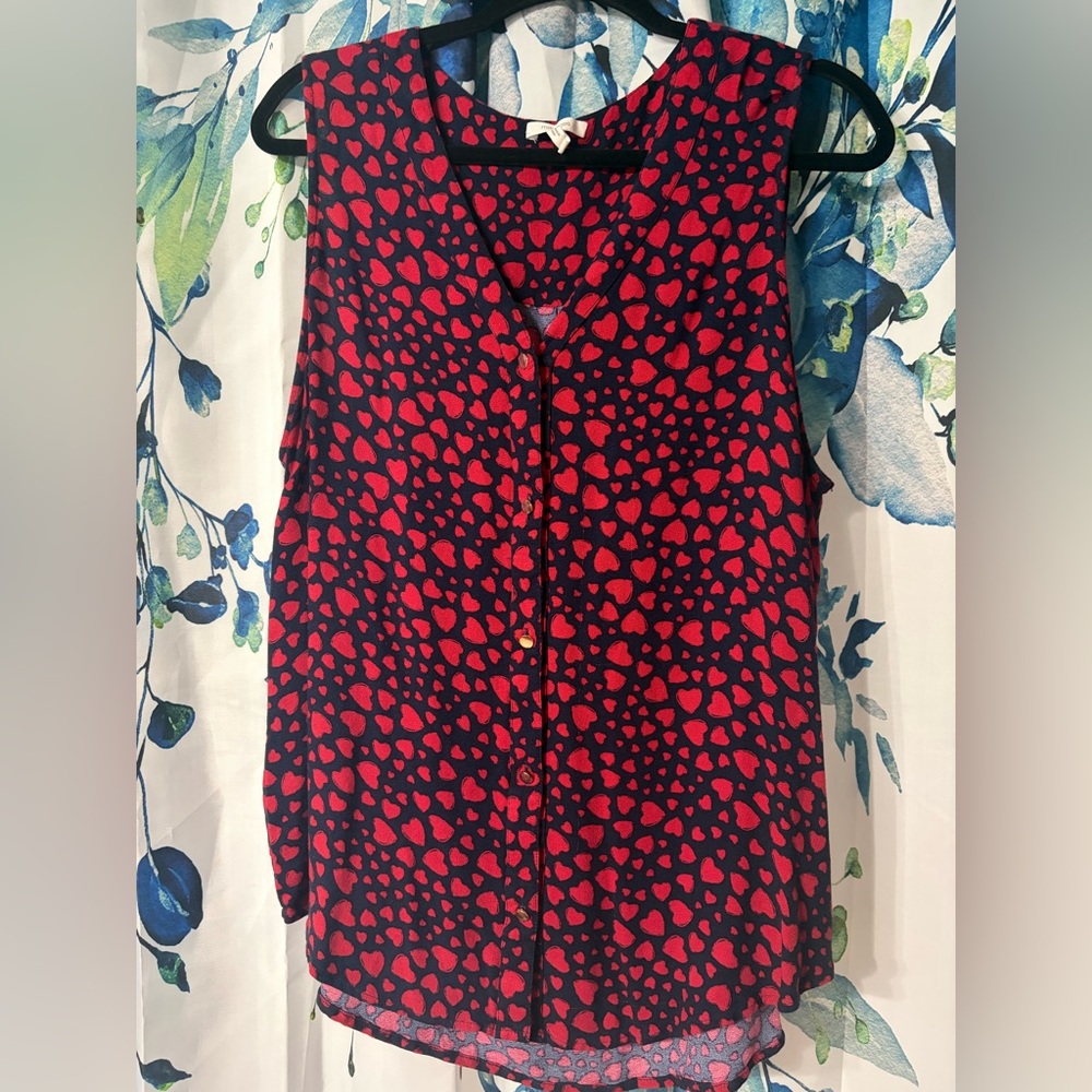 Maurices Red and Black Heart Print Blouse